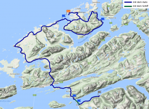 Tagesstrecke Ljøsøa - Langfjorden